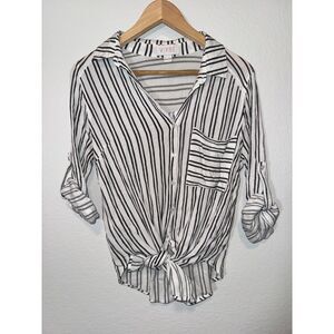 VIXBE Striped Tie-Front Top  – Size S